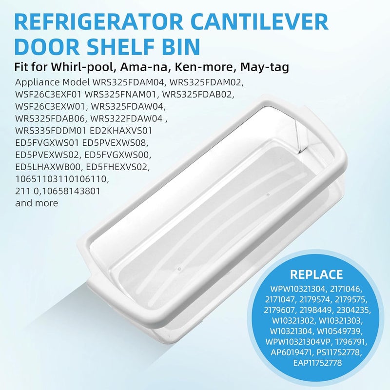 Fetechmate WPW10321304 Refrigerator Door Shelf Bin Replacement for Whirl-pool Fridge Replace W10321304 WRS325FDAM04, WRS325FDAB02, WRS325FDAB06, WRS325FDAM02, WRS325FDAD02, ED5FVGXWS00 by - 1 PACK - Image 4